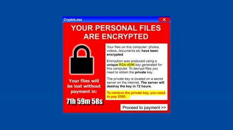 Generic Computer Virus Attack - File encryption / Ransomware. Video stock 44371514