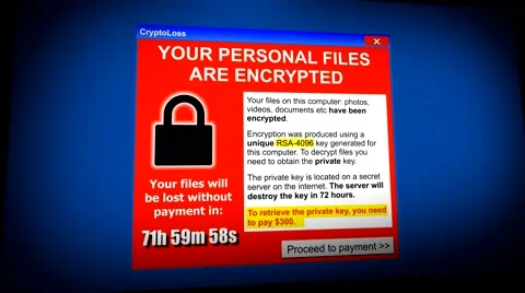 Generic Computer Virus Attack - File encryption / Ransomware. Angle / Stylized Stock Footage 44371798