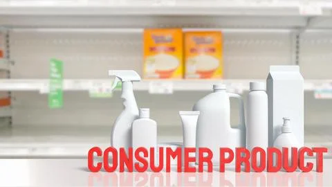 Generic Consumer Product Packaging Display Inside Modern Retail Store 3d re.. Stock Illustration