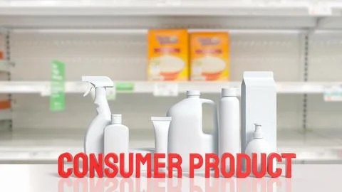 Generic Consumer Product Packaging Display Inside Modern Retail Store 3d re.. Stock Illustration