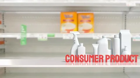 Generic Consumer Product Packaging Display Inside Modern Retail Store 3d re.. Stock Illustration
