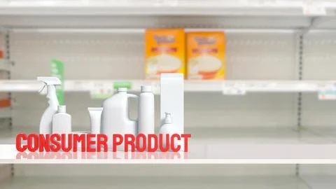 Generic Consumer Product Packaging Display Inside Modern Retail Store 3d re.. Stock Illustration