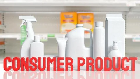 Generic Consumer Product Packaging Display Inside Modern Retail Store 3d re.. Stock Illustration