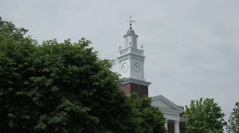 Generic Courthouse Clock Tower Pleasant Spring Day Stock Footage 49894305
