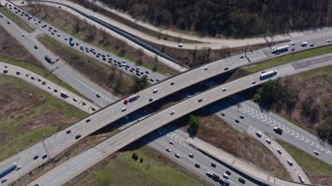 Generic Drone Shot of Traffic Interchange City Urban Stockbeeldmateriaal 270817293
