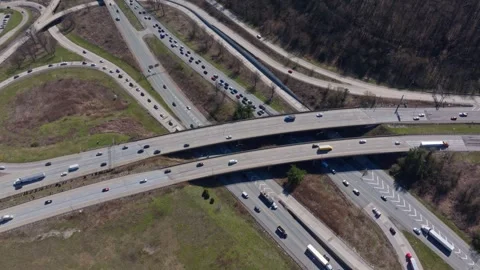 Generic Drone Shot of Traffic Interchange City Urban Stock-Footage 270817315