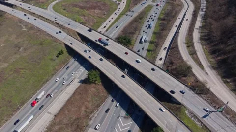 Generic Drone Shot of Traffic Interchange City Urban 動画素材 270817349