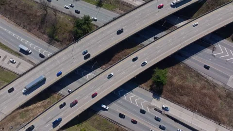 Generic Drone Shot of Traffic Interchange City Urban Stock-Footage 270817378