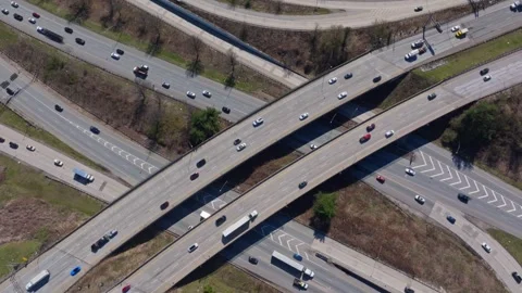 Generic Drone Shot of Traffic Interchange City Urban Видео 270817386