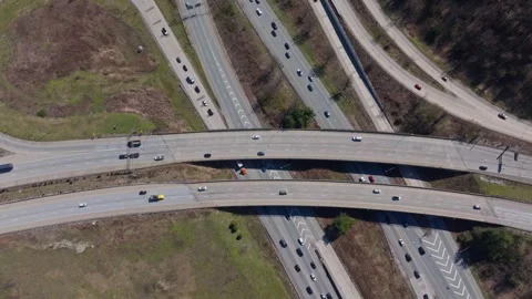 Generic Drone Shot of Traffic Interchange City Urban Stock Footage 270817425