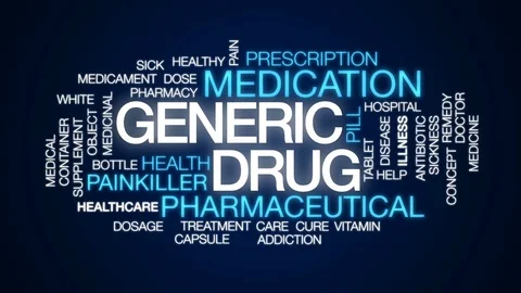 Generic drug animated word cloud, text design animation. Stock Footage 81128394
