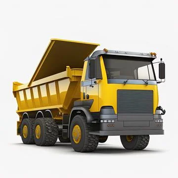 Generic dump truck with yellow cabin and unloaded rocks, Stock Illustration