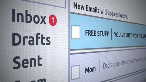 Generic Email New Inbox Message - A scam in an email Stock Footage