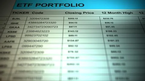 A Generic ETF  Portfolio on SpreadSheet0 Foto stock