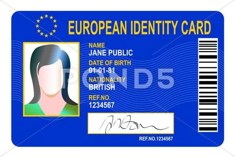 Generic eu female state identity card Stock Illustration