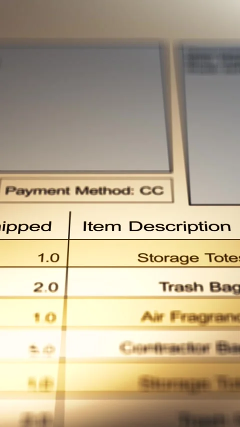 A Generic Freight Invoice or BOL Bill or Lading - Vertical Stock Footage 327176917