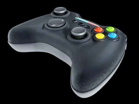 Generic game controller isolated on black background. 3D illustration Ilustración de archivo