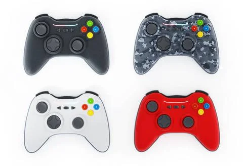 Generic game controllers isolated on white background. 3D illustration Gen... Stock Photos