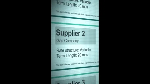 Generic Gas Supplier Rate Website for MCF Usage - Vertical Re-Render Stock Footage 325759480