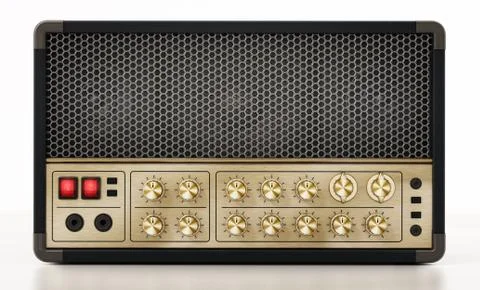 Generic guitar amplifier isolated on white background. 3D illustration Ilustração Stock