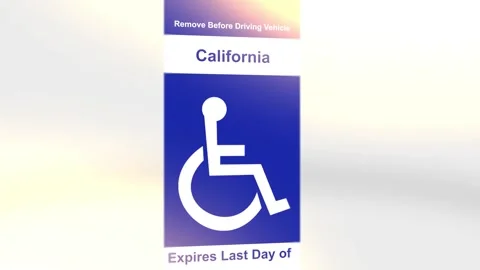 A Generic Handicap Disability Vehicle Plackard - California Stock Footage 341367625