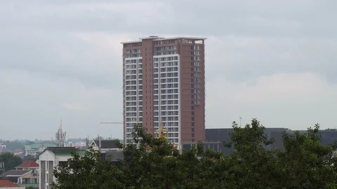 Generic High Rise Apartment Condominium Building in Asian City Stock Footage 128661084