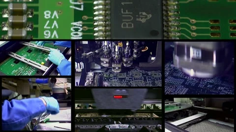 Generic high tech production line for PCB production - montage Stockbeeldmateriaal 8918471