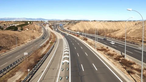Generic highway overpass long exposure with cars. Captured in outskirts of Stock Footage 122642797