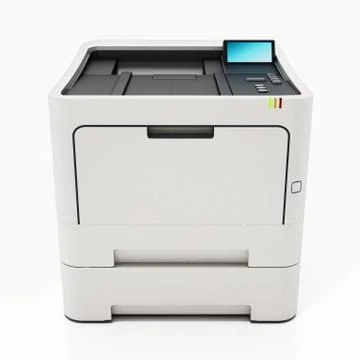 Generic laser printer isolated on white background. 3D illustration Illustrazione stock