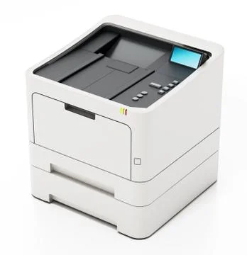 Generic laser printer isolated on white background. 3D illustration Stockillustratie
