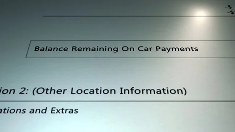 Generic Loan - Remaining Balance on Generic Car Payment - Zero Balance - Debt Co Stock Footage 124664646