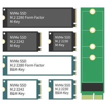 Generic M.2 NVMe SSD Set Vector Illustration Stock Illustration