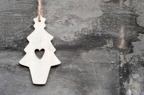 Generic machine made christmas tree ornament on rustic style background Stock Photos