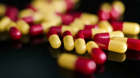 Generic Medical Capsules Rotating Stock Footage 232341164
