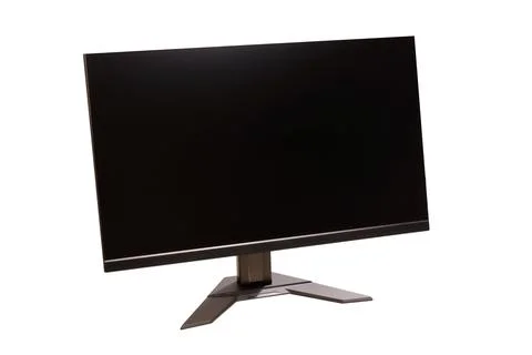 Generic modern black gaming computer monitor, front-facing angle, object is.. Stock Photos