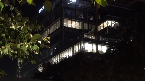 Generic Modern Office Building at night Stock-Footage 100415185