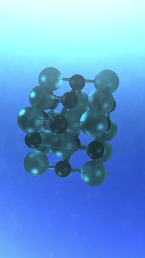 Generic Molecular Structure in Blue Microscopic World - Vertical Stock Footage 341674034