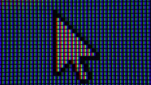 Generic mouse cursor pointer arrow on IPS LCD screen pixels texture. Stock Footage 291882374