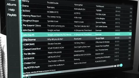 Generic Music Player on Computer Monitor Playing Songs Stock Footage