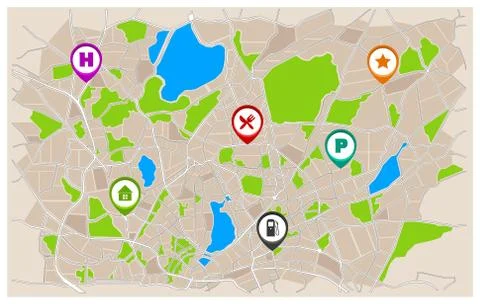 Generic Navigation Map Stock Illustration