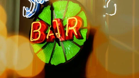 Generic Neon Bar Sign Lights Stock Footage 79537509