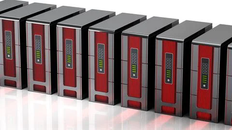 Generic network servers isolated on white background. 3D illustration Illustrazione stock