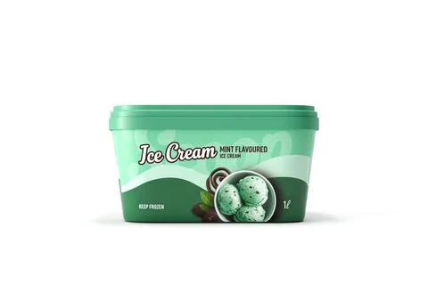 Generic one-litre mint ice cream tub - front view Stock Illustration
