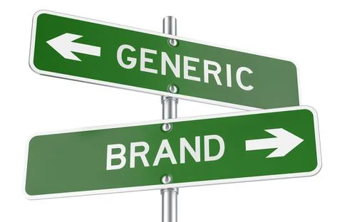 Generic or Brand green direction arrows, street signs. 3D rendering Stock Illustration