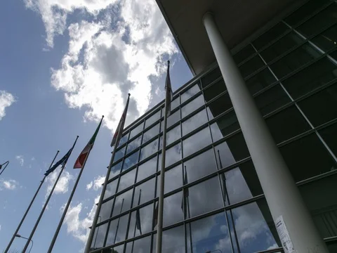 Generic palace with flags Stock Footage 75037767