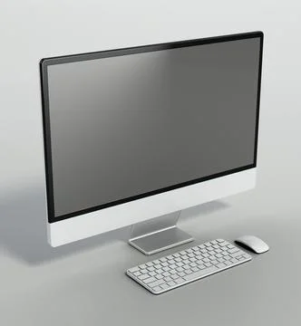 Generic personal computer on gray background. 3D illustration Illustrazione stock