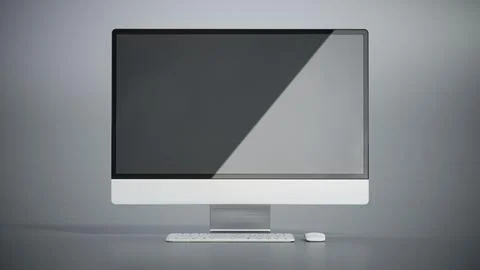 Generic personal computer on gray background. 3D illustration Stock Illustration