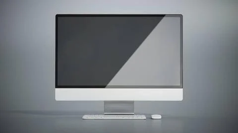Generic personal computer on gray background. 3D illustration Generic pers... 写真素材