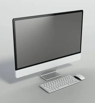 Generic personal computer on gray background. 3D illustration Generic pers... 写真素材