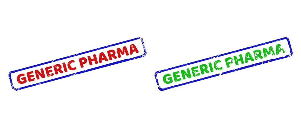 GENERIC PHARMA Bicolor Rough Rectangle Stamps with Grunge Textures Illustrazione stock